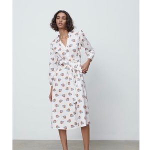 NWT Zara White Floral Poplin Nova Midi Dress XL